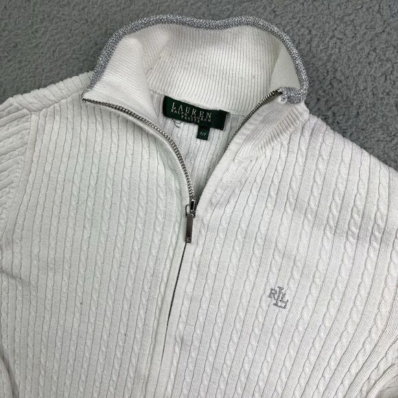 Ralph Lauren Sweaters - Lauren Ralph Lauren Ivory‎ Cable-Knit Full-Zip Sweater Women's Size Petite/P